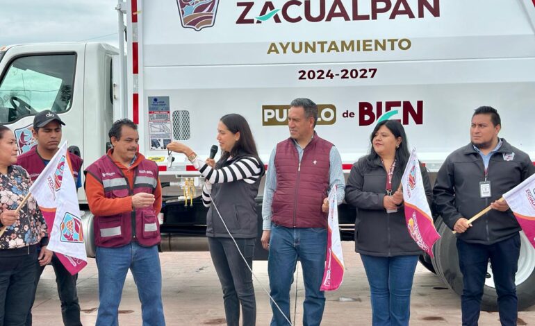 Zacualpan renueva su parque vehicular con un nuevo camión compactador de basura