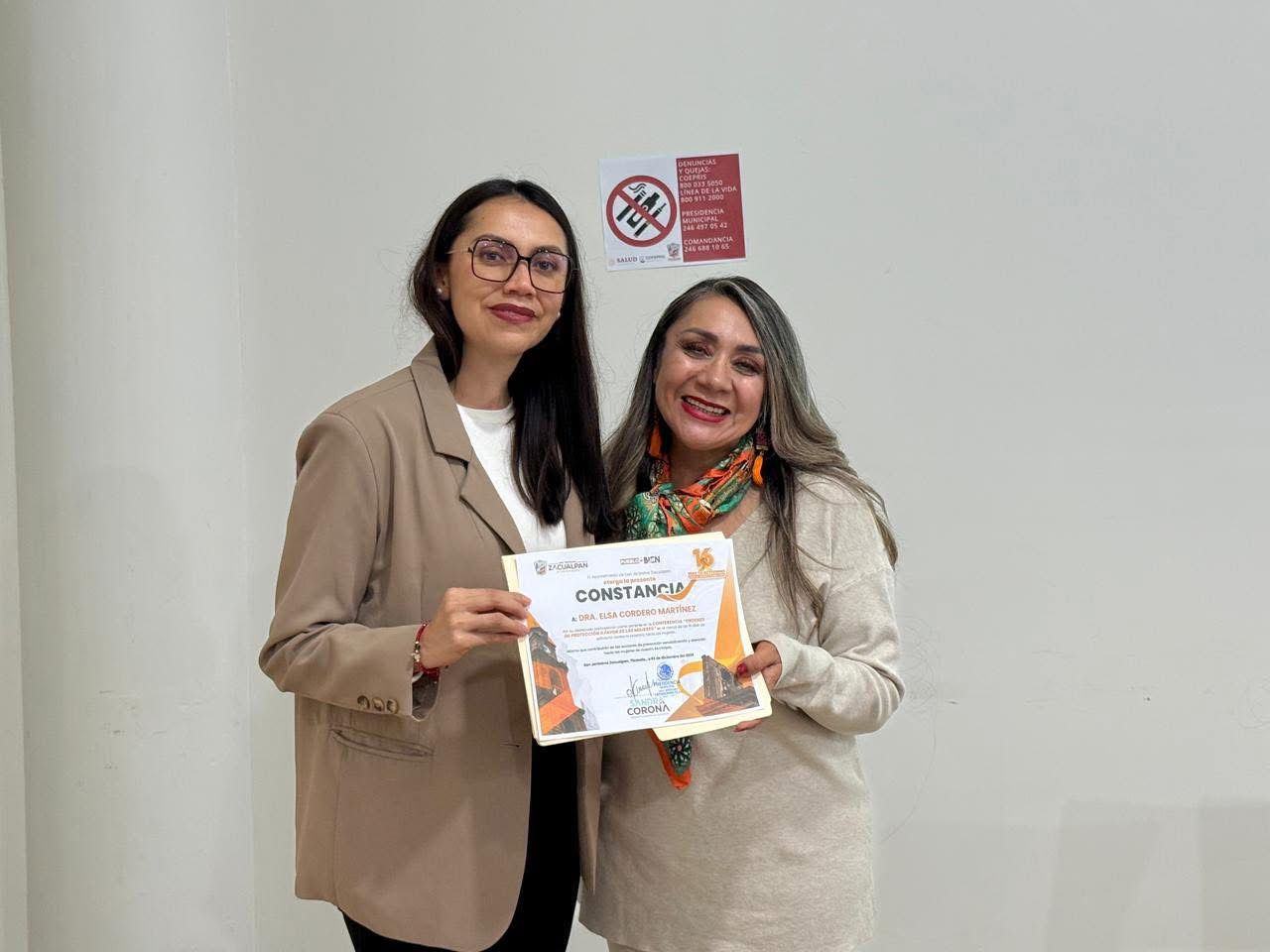 Sandra Corona refuerza acciones de protección para mujeres en Zacualpan con ponencia especializada sobre órdenes de protección