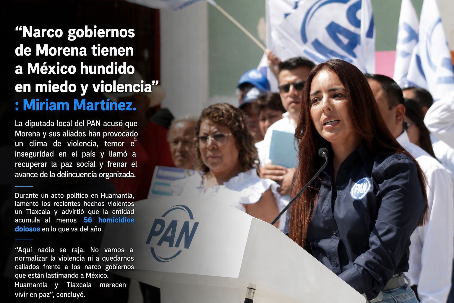 Miriam Martínez señala a gobiernos de Morena por incremento de violencia e inseguridad en el país